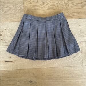 Zara - Box Pleat Plaid Mini Skirt in Brown & Black